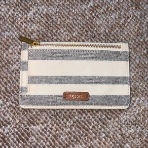 Fossil Striped Card Holder with Gold Accents